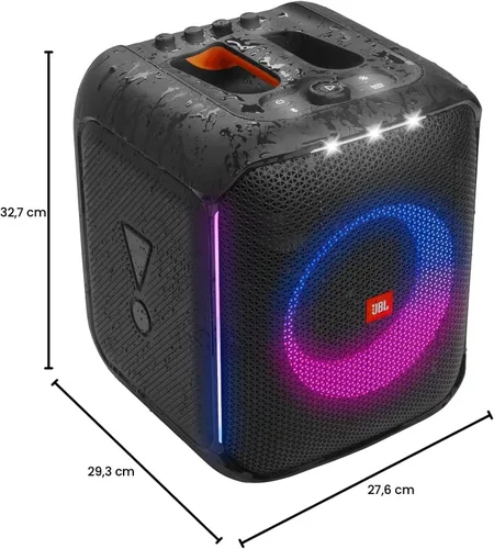 Vista 3 de JBL Partybox Encore Essential: sonido de 100 W, espectáculo de luz dinámico integrado y diseño a prueba de salpicaduras, color negro
