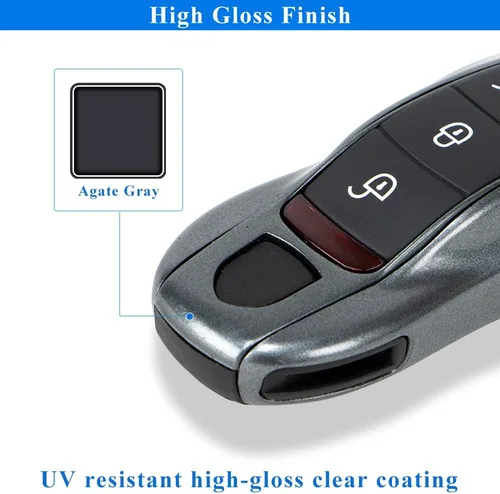 Vista 5 de AeroBon Funda pintada de 3 piezas para llavero compatible con reemplazo de carcasa de llave Porsche (MK1, gris ágata) Also fits 911 718 Boxster