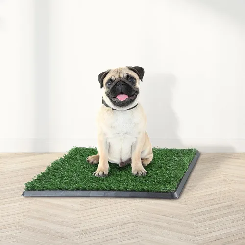 Vista 2 de Almohadilla de Césped Artificial para Orina de Cachorros para Perros y Mascotas Pequeñas - Almohadillas de Césped Reutilizables de 4 Capas de 16x20