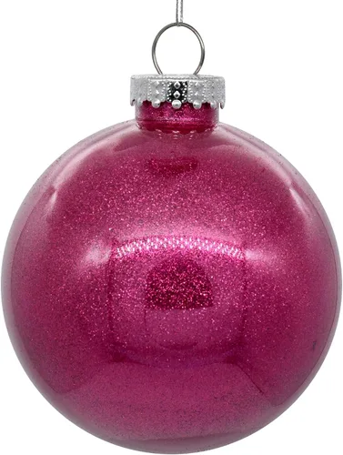Vista 32 de Vickerman Adorno navideño de bola transparente de 3 pulgadas con interior de purpurina dorada antigua. Oro envejecido