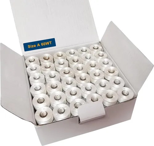 Vista 7 de HimaPro 144 - Bobinas para máquinas de bordar predevanadas, tamaño A (SA156), tapas de plástico