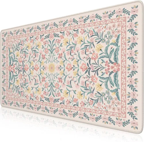 Vista 37 de iCasso Alfombrilla de mouse estética pequeña con diseño floral, mini alfombrilla de mouse portátil rosa, antideslizante y cómoda, de tela para mouse