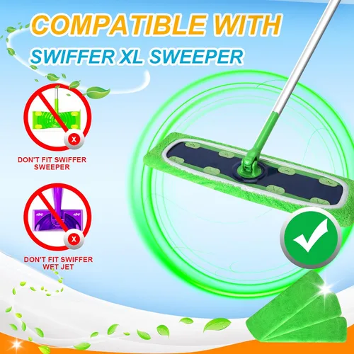 Vista 2 de Almohadillas de microfibra reutilizables compatibles con trapeador Paquete de 4 (verde)