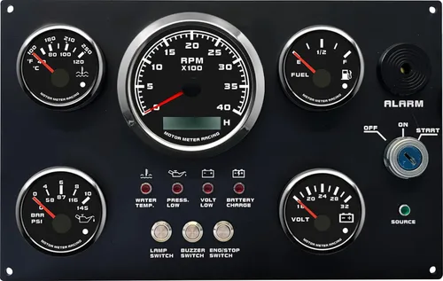 Vista 9 de MOTOR METER RACING Juego de 5 calibradores de la serie Pro W Panel de instrumentos tacómetro de 85 mm 3-3/8" 52 mm 2-1/16" Voltaje 12V Nivel