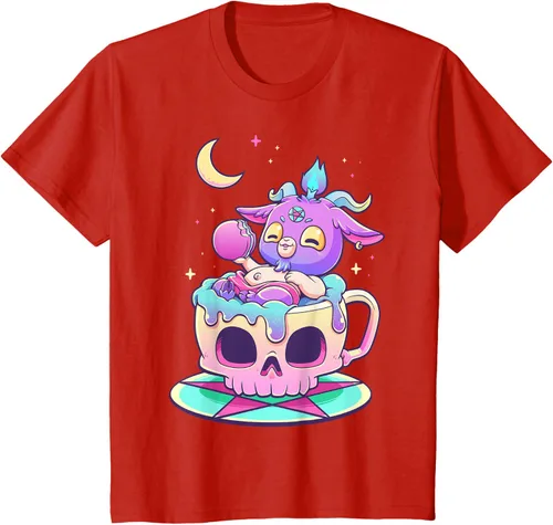 Vista 57 de Kawaii Pastel Goth Cute espeluznante Pentáculo Baphomet - Camiseta de cabra, Negro