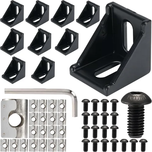 Vista 9 de BELLA BAYS 40Series 10Sets de conector interior negro en forma de L, conector de esquina oculta, accesorios de extrusión de aluminio 4040