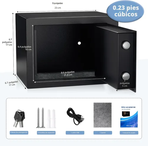 Vista 2 de Caja fuerte digital electrónica para dinero, caja de seguridad de acero con teclado, para oficina, hotel, negocios, joyería, pistola, caja fuerte
