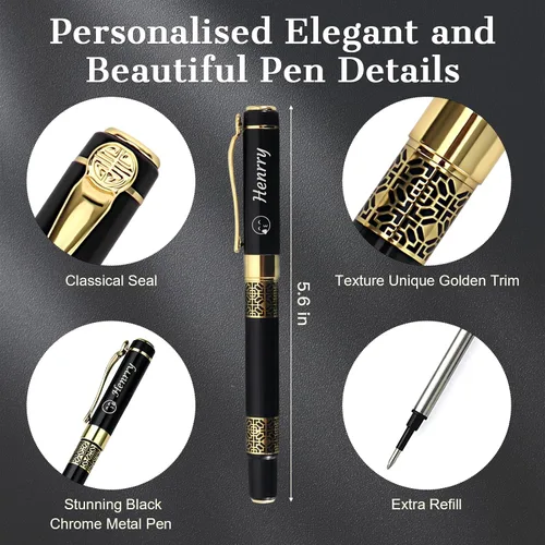 Vista 7 de Bnesi Bolígrafo de lujo, juegos de bolígrafos de escritura personalizados, bonitos bolígrafos para hombres y mujeres, regalo profesional, ejecutivo