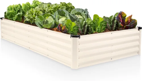 Vista 8 de Plant & Plot Camas de jardín elevadas galvanizadas para exteriores/ Jardinera elevada de 6 x 3 x 1 pie para jardinería, verduras, flores, caja