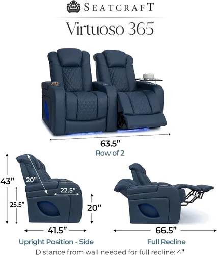Vista 2 de Seatcraft Virtuoso 365 Asientos de cine en casa Admiral Fila de 2 Almirante