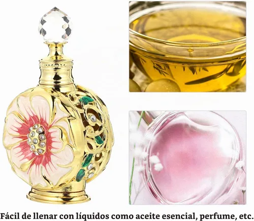 Vista 7 de Healifty - Botella de aceite esencial, botella de perfume de vidrio creativa, cosmética recargable para viajes, hogar, oficina, fiestas, bodas 0.4