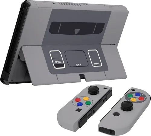 Vista 7 de eXtremeRate DIY Full Set Shell Buttons for Nintendo Switch OLED, Soft Touch Replacement Console Back Plate & Kickstand, Custom Case Housing for
