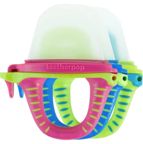Vista 12 de Teetherpop Mordedor de silicona rellenable para bebés – Moldes de paletas de leche materna para la dentición con ranuras antiderrame – Mordedores