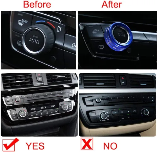 Vista 2 de YIWANG Aleación de aluminio car styling aire acondicionado Perillas de audio Circle Trim 3 unids para BMW 1 2 3 4 Series F30 F34 F46 GT X1 F47 F48