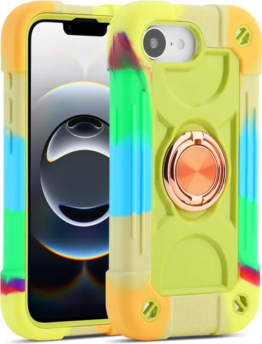 Vista 120 de MARKILL Funda compatible con iPhone 14 Pro de 6.1 pulgadas con soporte de anillo integrado, protección contra caídas de grado militar, carcasa Palta