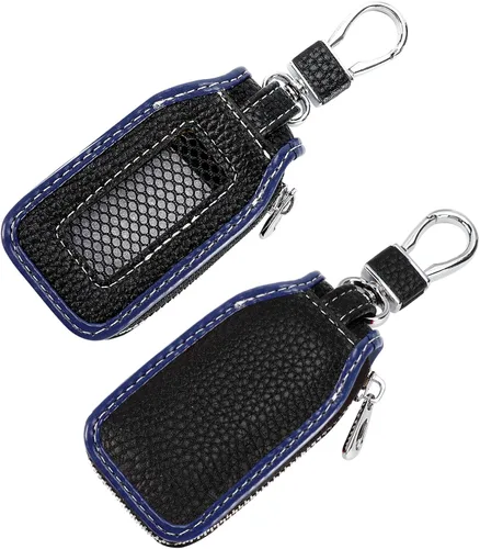 Vista 7 de 2 Piezas Funda de Cuero para Llavero de Coche Estuche Portador Funda para Llave de Coche Protector de Llavero Funda para Llavero de Coche (Marrón)