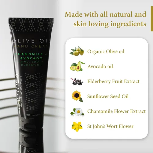 Vista 4 de Crema de manos Calithea - Crema hidratante nutritiva para manos con vitamina E, manzanilla, aguacate y aceite de oliva