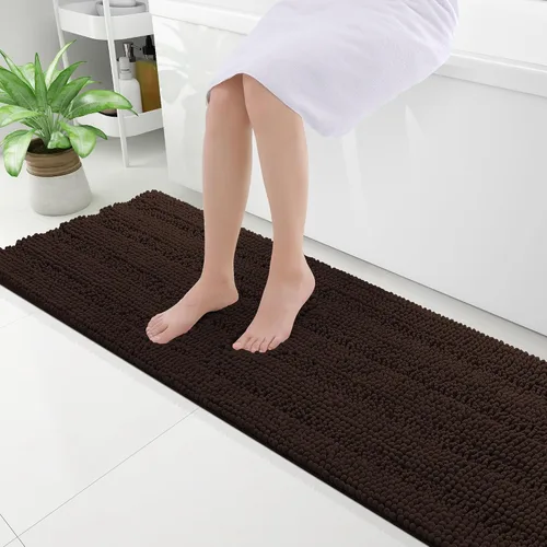 Vista 164 de Grandaily Alfombras de baño de felpilla a rayas de 24 x 16 pulgadas, extra gruesas y suaves, absorbentes, parte trasera de goma, alfombra de ducha