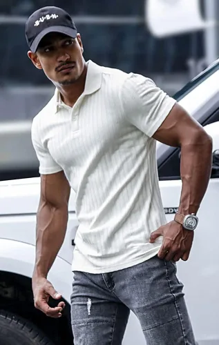 Vista 5 de Muscle Cmdr Camisa de manga larga y corta para hombre, camiseta casual de algodón