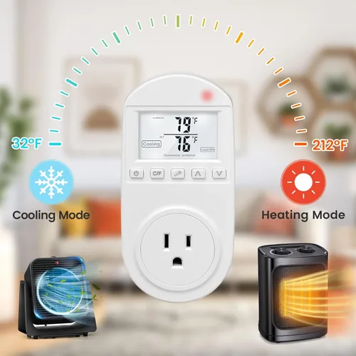 Vista 3 de briidea - Toma de temperatura controlada, salida de termostato compatible con aire acondicionado de ventana, calentadores de espacio, ventiladores