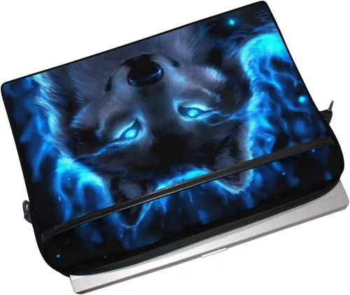 Vista 4 de ALAZA - Funda para portátil de 15 pulgadas con diseño de animal de lobo de medianoche, bolsa de hombro, maletín cruzado para mujeres, hombres, niñas