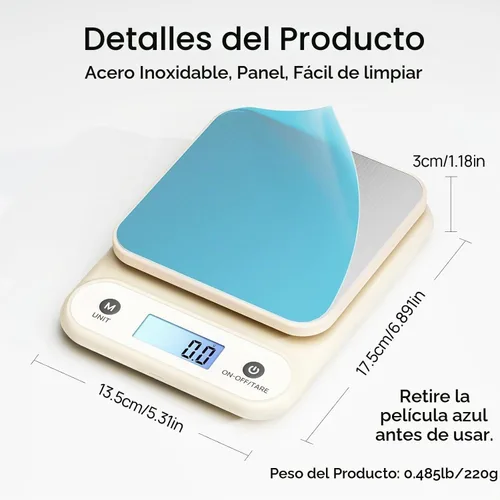 Vista 7 de Báscula digital de alimentos para cocina, 11 libras, 0.1 oz, 11.0 lbs/0.00 oz, báscula de cocina para cocinar hornear, batería de litio integrada