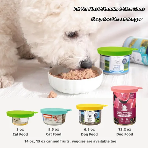 Vista 5 de Tapas de silicona para latas de comida para gatos/perros, 3 tamaños universales para latas de comida para mascotas de 3 onzas, 5.5 onzas, 6.5 onzas