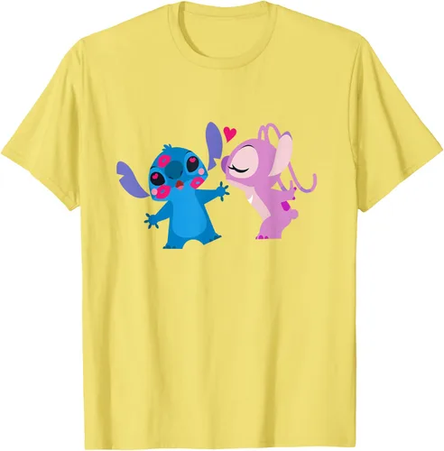 Vista 37 de Disney Stitch and Angel - Camiseta para el día de San Valentín Negro