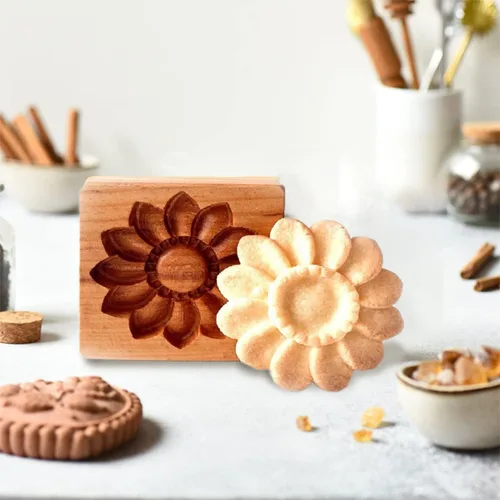 Vista 8 de Molde de Galletas de Madera Tallada con Pájaro - Cortador de Galletas de Jengibre DIY con Prensa de Relieve