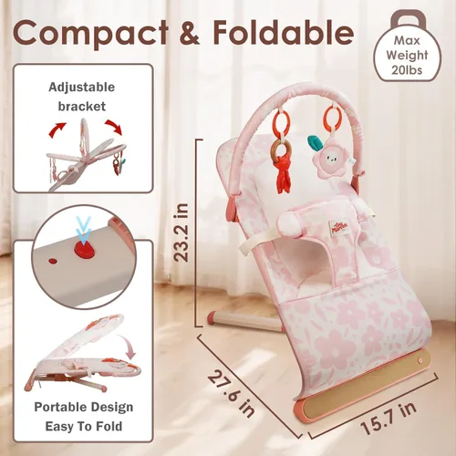 Vista 2 de Tiny Marvels Gorila plegable portátil para bebés con ergonomía y música, 0-12M