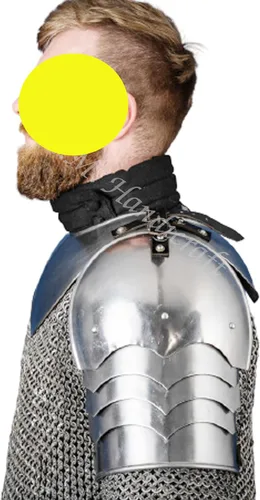 Vista 4 de Cubrehombros góticos medievales Gorget Set con hombreras Guardia de Hombro Halloween Plata Caballero Armadura Camisa de malla Armadura Medieval