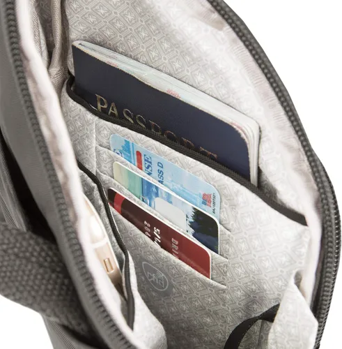 Vista 5 de Travelon Bolsa cruzada compacta antirrobo Essentials, Humo, Bolso bandolera