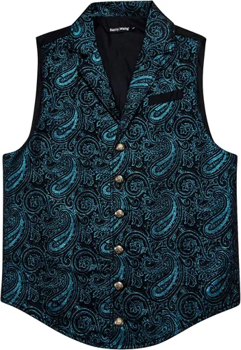 Vista 4 de BarryWang Chaleco de traje victoriano de cachemira para hombre cuello a medida estilo formalocio steampunk gótico