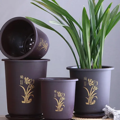Vista 4 de 3 Sets Orchid Nursery Pots with Tray Plastic Multi-hole Planters