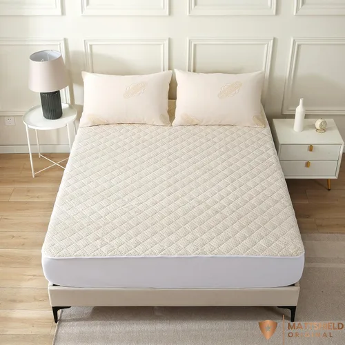 Vista 8 de Protector de colchón acolchado de algodón orgánico de lujo, tamaño King, almohadilla impermeable y transpirable de alta calidad de 13.51 oz/m²
