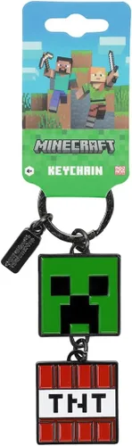 Vista 4 de Bioworld Minecraft Creeper Face y TNT Llavero de doble cara, Multi colorido