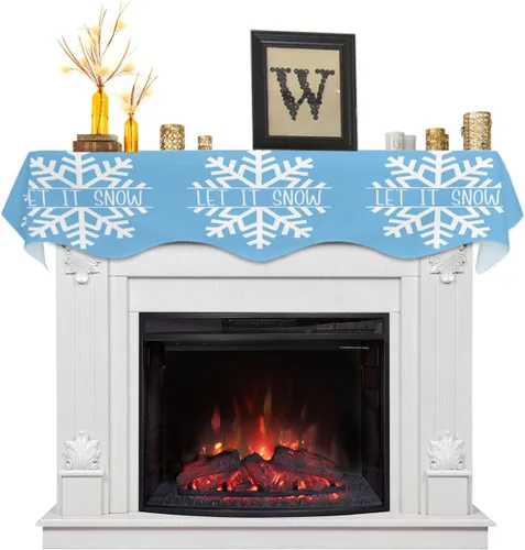 Vista 8 de Bufanda de Navidad a cuadros para chimenea, cubierta de bufanda para chimenea, estante superior, bufanda de corredor, rojo y verde, para invierno