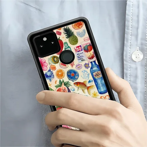 Vista 1118 de Compatible con Google Pixel 4A 5G Mobile Case Creative Acrylic Panel trasero Silicona Protección Grip especialmente diseñado para Google Pixel 4A 5G