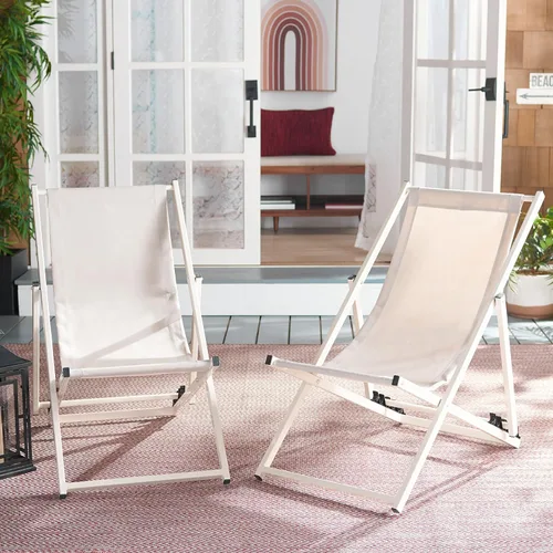 Vista 2 de SAFAVIEH Outdoor Collection Breslin - Juego de 2 sillas plegables ajustables (totalmente montadas)