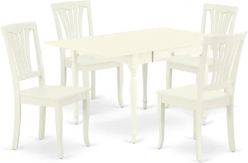 Vista 13 de East West Furniture MZAV3-BCH-W - Juego de comedor de 3 piezas para espacios pequeños que contiene una mesa de comedor rectangular con gotas y 2