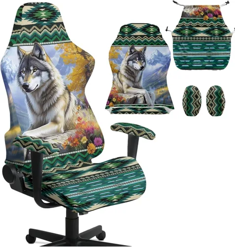 Vista 22 de Peacock Gaming Chair Slipcover with Zipper Computer Chair Covers Strtchable 4pcs Ergonomic Gamer Chairs Protector for Adults,Blue