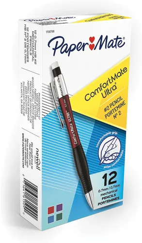 Vista 4 de Paper Mate Portaminas Comfort Mate Ultra - Portaminas HB #2 de 0.028 in, 12 unidades, suministros escolares, toma de notas, agarre cómodo