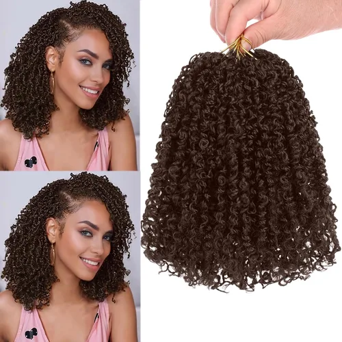 Vista 33 de Unionbeauty - Paquete de 8 trenzas de ganchillo Yanky Twist de 6 pulgadas, 8 paquetes, color negro natural, micro Passion Twist, extensiones
