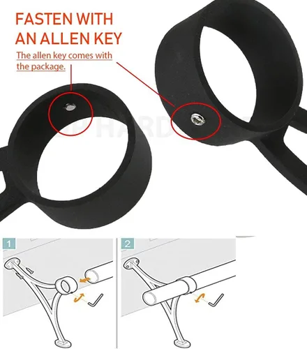 Vista 3 de Kit de riel de pie de montaje en barra sólida, tubo de acero inoxidable negro mate con conector interno, soporte de riel de pie de montaje en barra