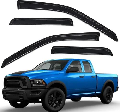 Vista 9 de Lightronic 194101 Viseras de ventana de ventilación automáticas extra duraderas con clip en el canal, se adapta a Dodge Ram 1500 2009-2010, Ram 1500