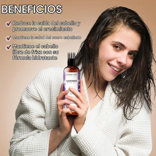 Vista 7 de Majestic Pure Aceite 100% Puro de Lavanda con Vitamina E para Cuidado del Cabello, Fórmula Fortalecedora, Nutritiva y Voluminizadora con Vitamina E