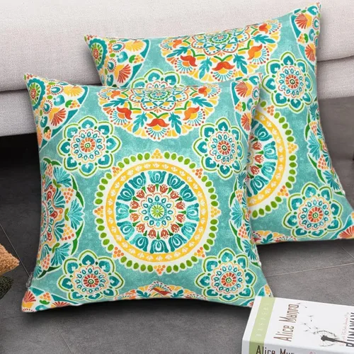 Vista 14 de FUNHOME Fundas de almohada lumbar para exteriores, 12 x 20 pulgadas, sin relleno, círculo cian