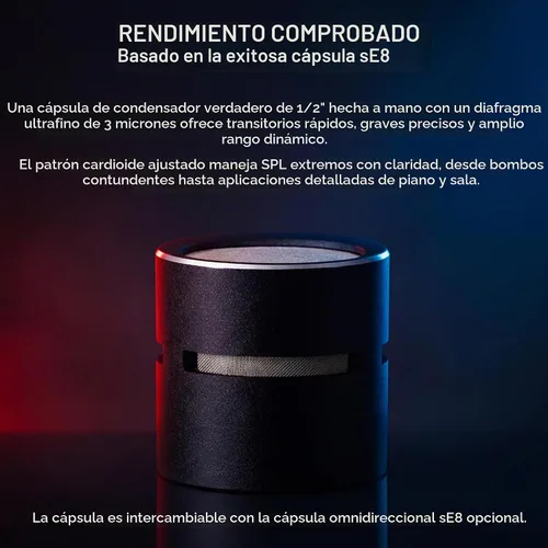 Vista 3 de SE ELECTRONICS BL8 Micrófono de límite medio cardioide para tambores, piano de cola, ambiente, Miking de piso y escenario y más, micrófono