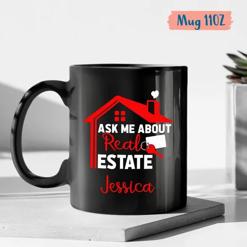 Vista 4 de Taza de bienes raíces, regalos de agente inmobiliario, regalo personalizado de taza de agente inmobiliario, tazas de café de agente de bienes