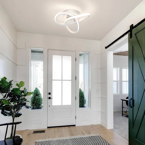 Vista 2 de CANEOE Moderna lámpara LED de techo, luz diurna blanca de 4500 K, lámpara de techo semiempotrada para dormitorio, baño, cocina, balcón, lavandería